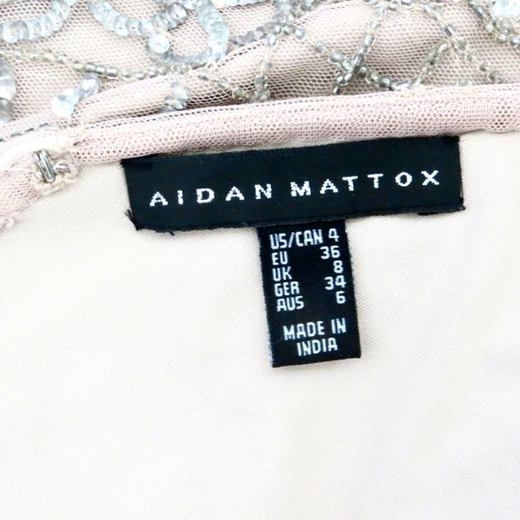 NEW! Aidan Mattox Sequin Beaded Embellished Cocktail Dress Taupe SZ 4 - Picture 7 of 9